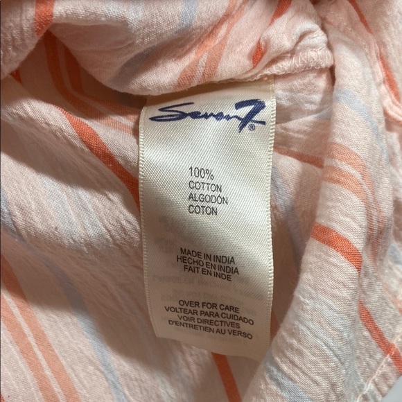 Seven7 100% Cotton Pink and White Flutter Sleeve Blouse Size XL - Picture 3 of 5